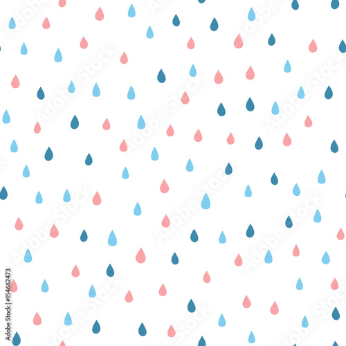 Cartoon rain drops. Seamless pattern with colored raindrops.