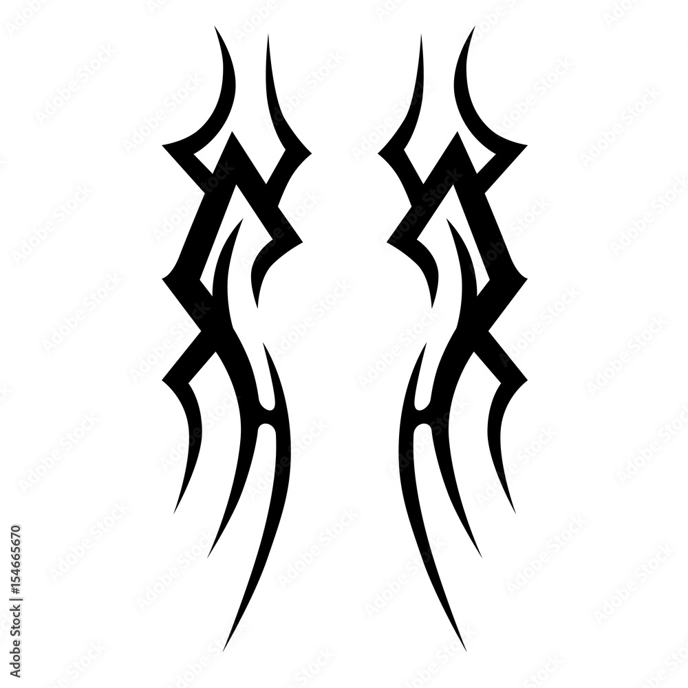 Tattoo tribal vector design. Ideas of tribal tattoos for girls and men on the sleeve or arm or other parts of the body.