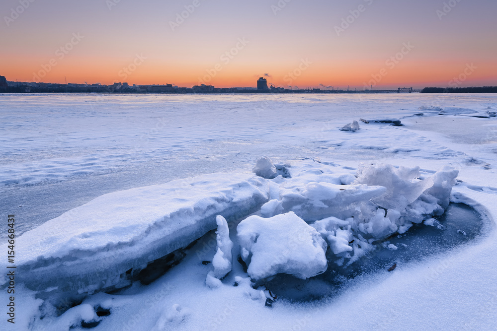 Beautiful epic sunset in winter V