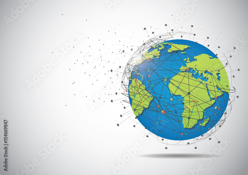 Global network connection. World map point and line composition concept of global business. Vector Illustration