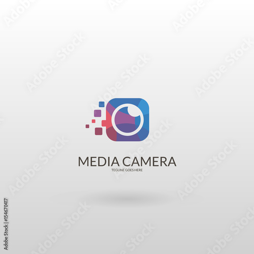 Media vision logo. Multicolored camera logo