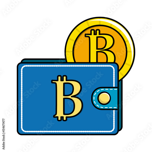 bitcoin symbon in the wallet with coin money photo