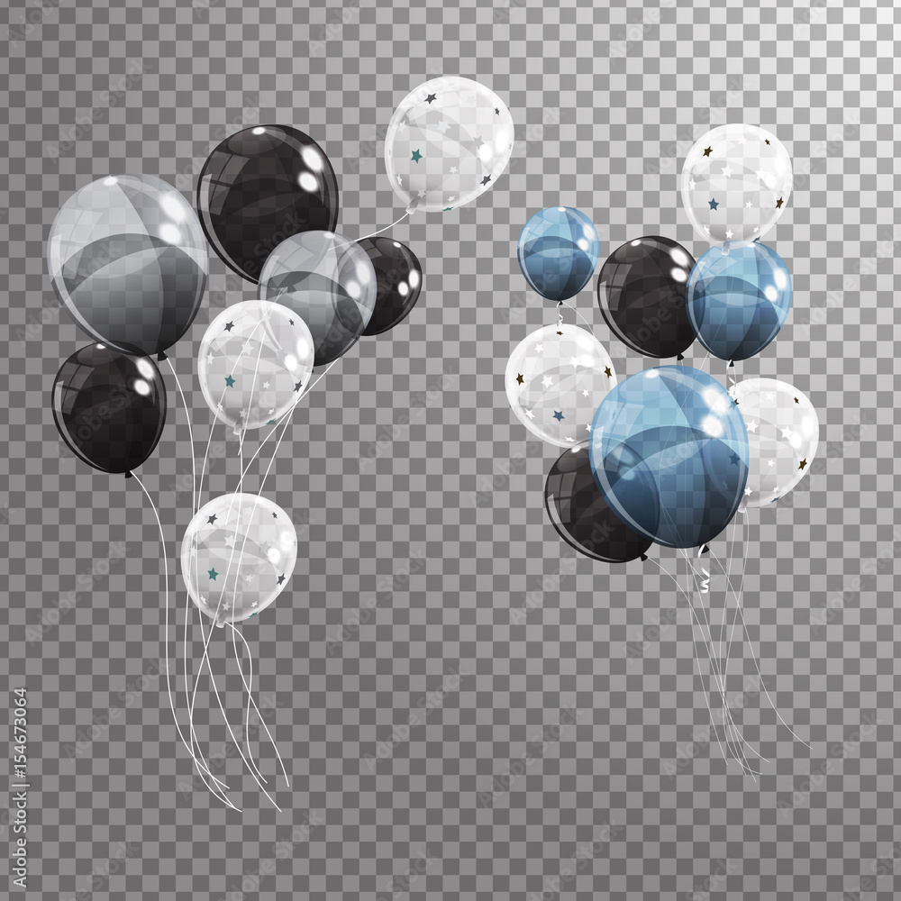 Group Of Colour Glossy Helium Balloons Isolated On Transperent