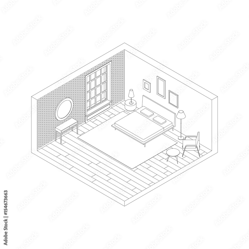 Fototapeta premium Bedroom line interior.