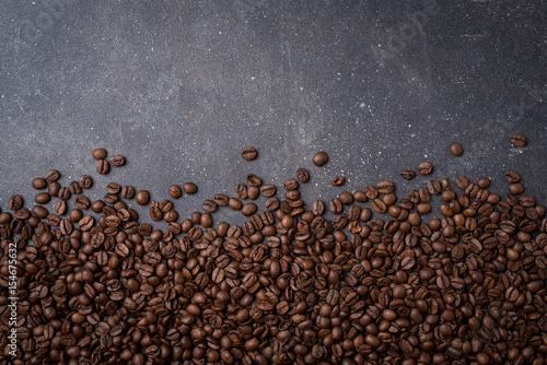 Coffee beans background. Close up