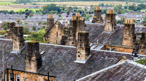 Chimney stacks and roofs in Stirling Old Town, Scotland