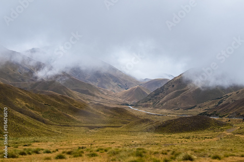 Landscape around Lindis Pass, New Zealand's South Island