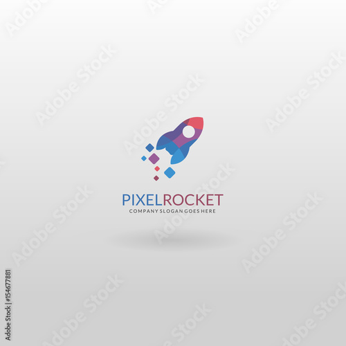 Rocket logo. Multicolored rocket logo