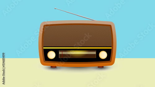 vector illustration of a brown vintage radio receiver