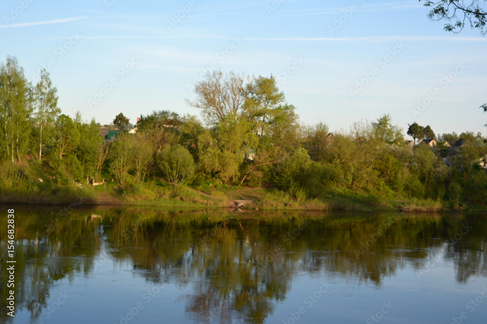 Beautiful spring river landscape 