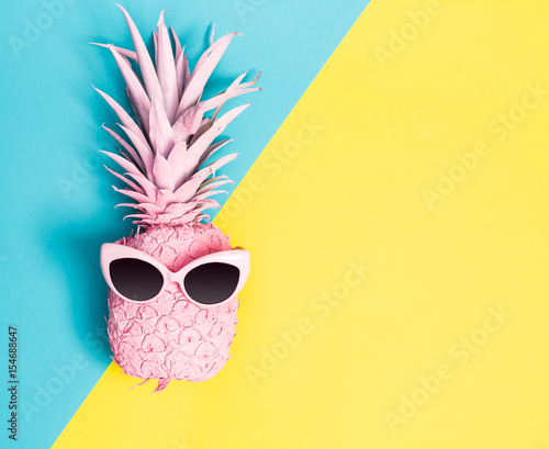Painted pineapple with sunglasses