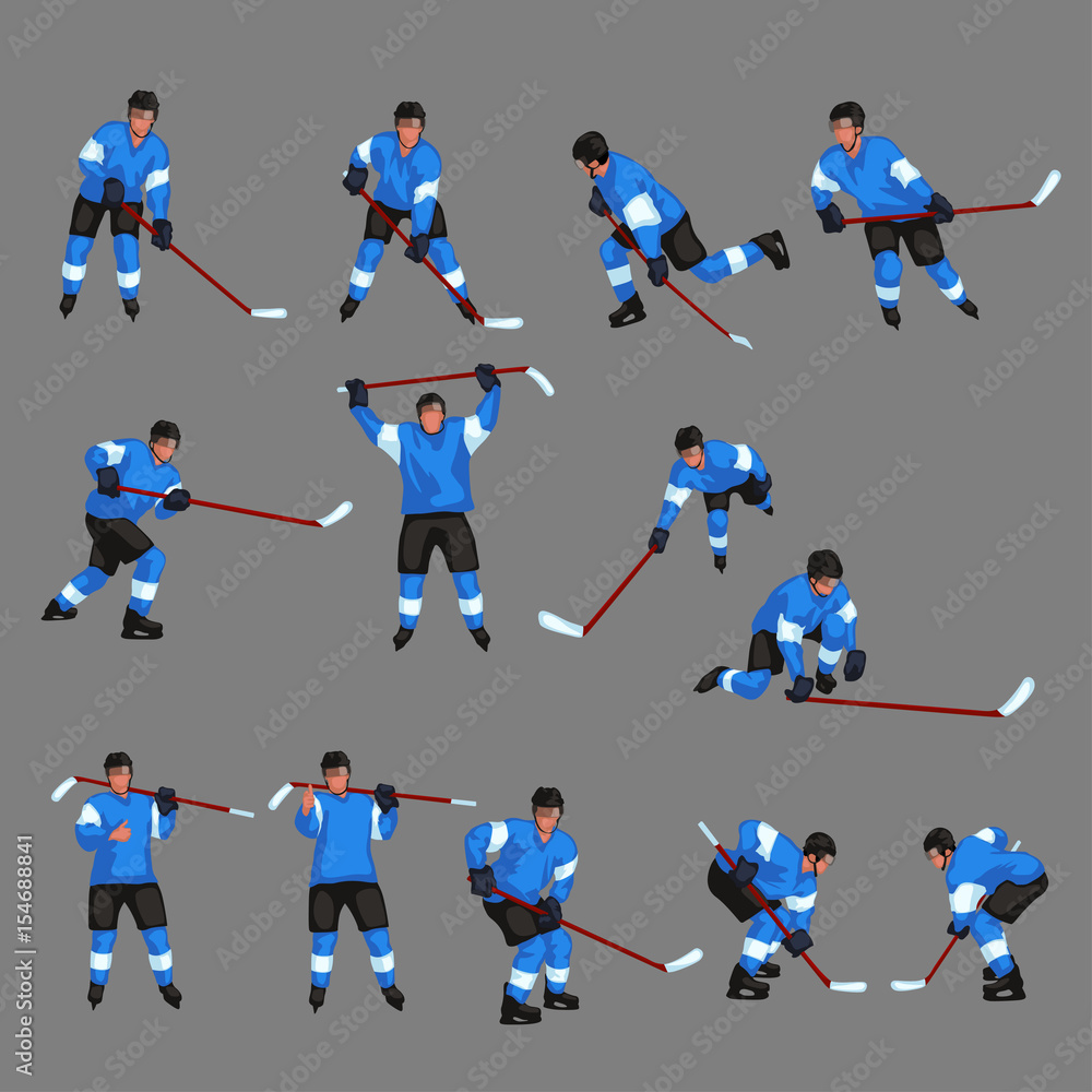 Fototapeta premium colored hockey player set 4