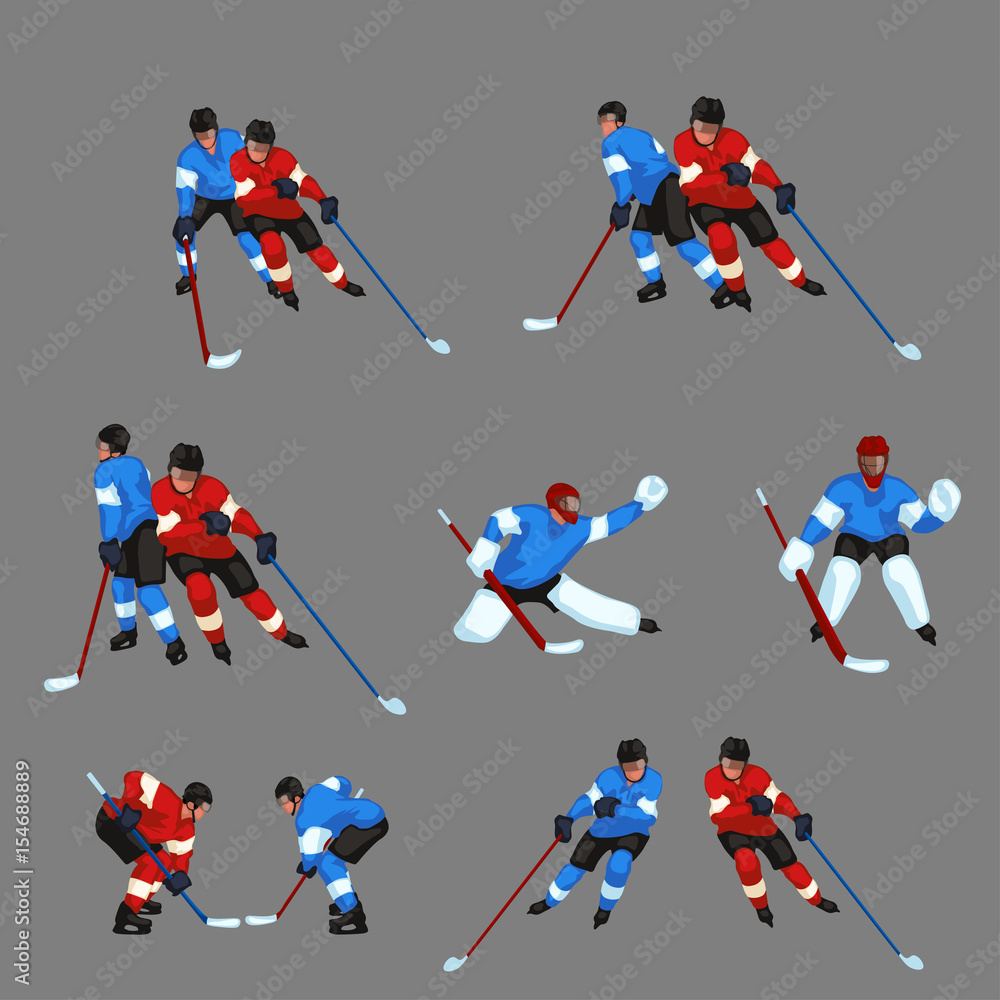 Naklejka premium colored hockey player set 5