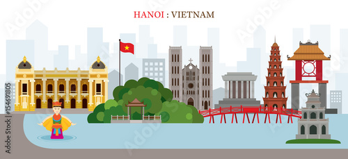 Hanoi, Hoan Kiem Lake, Vietnam Landmarks Skyline