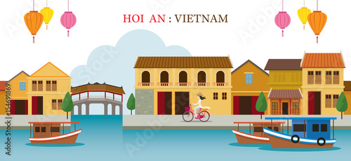 Fototapeta Naklejka Na Ścianę i Meble -  Hoi An Vietnam Landmarks Skyline
