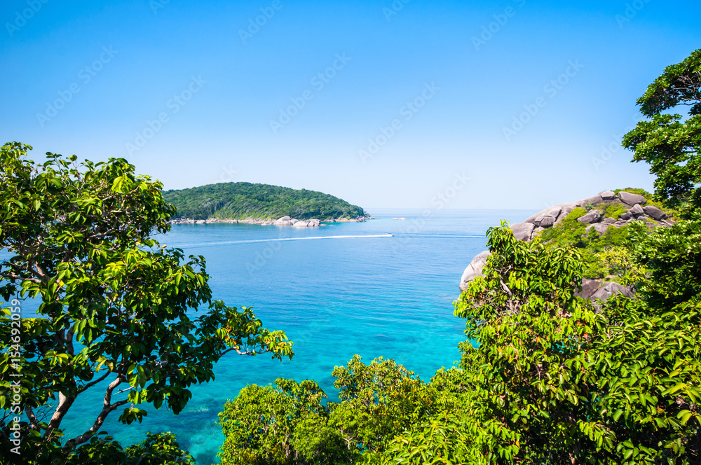 Beautiful tropical beach and blue sky background. Similan Island,beautiful tropical island ,Thailand National park
