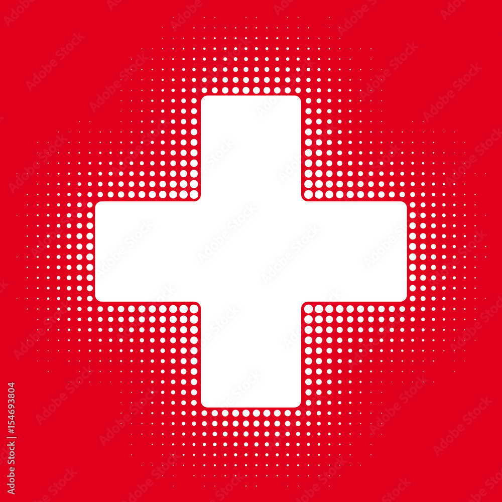 Fototapeta premium Sign white cross on a red background