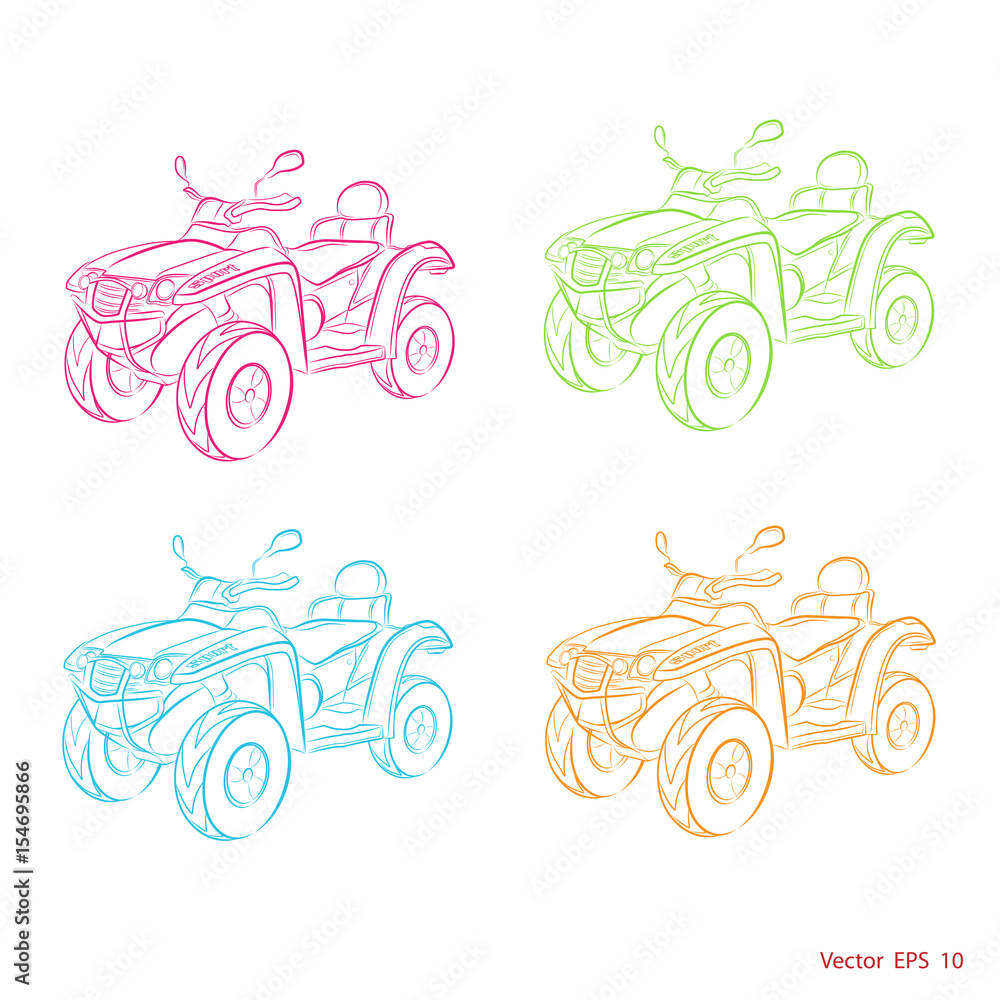 Obraz premium Drawing ATV .Extreme Moto Riding .Sports transport.Vector illustration