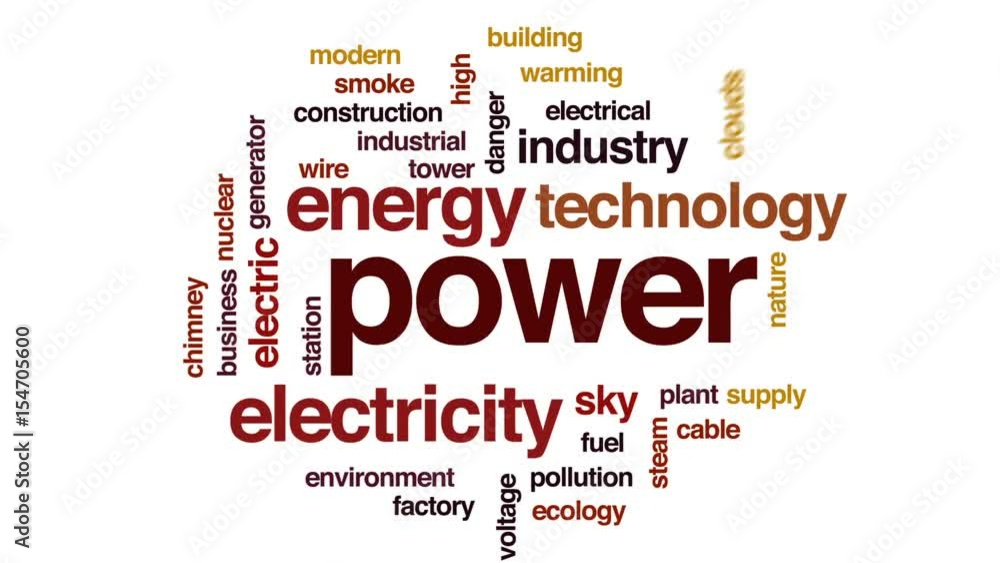 Power animated word cloud, text design animation. Power animated word cloud, text design animation.