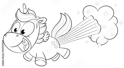 Niedliches Einhorn pupst Regenbogen Vektor Illustration