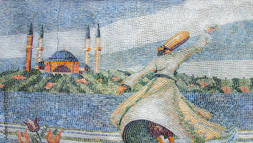 Mosaic on the ancient fountain in Istanbul