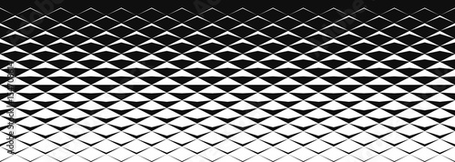 Vector Seamless Black and White Gradient Halftone Pattern from triangles.