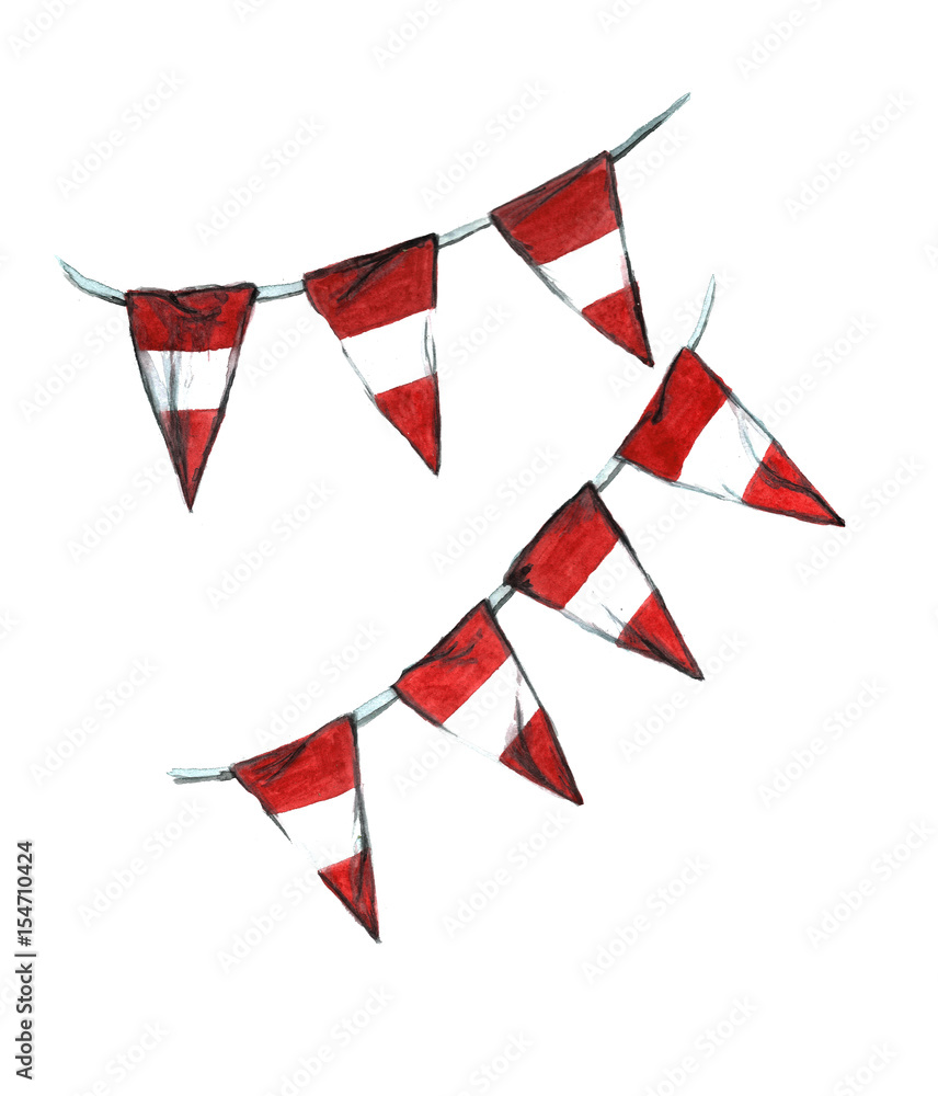 Watercolor flags, flag country Austria Europe, white, red Celebration