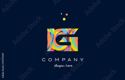 ig i q colorful alphabet letter logo icon template vector