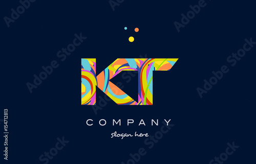 kt k t colorful alphabet letter logo icon template vector