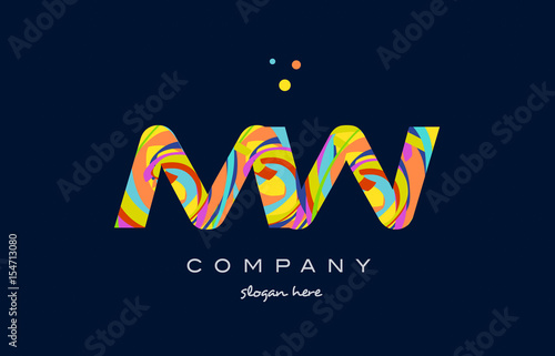 mw m w colorful alphabet letter logo icon template vector