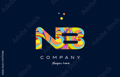 nb n b colorful alphabet letter logo icon template vector