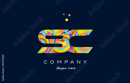 sc s c colorful alphabet letter logo icon template vector
