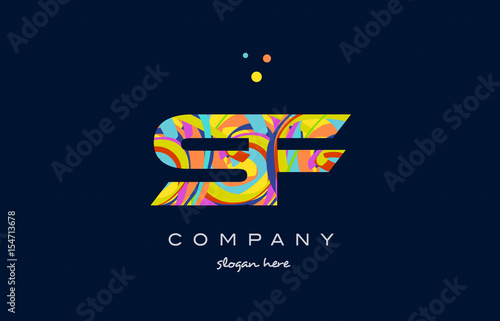 sf s f colorful alphabet letter logo icon template vector