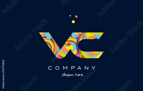 vc v c colorful alphabet letter logo icon template vector