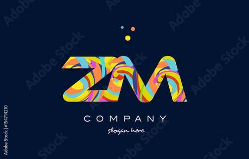 zm z m colorful alphabet letter logo icon template vector