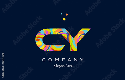 cy c y colorful alphabet letter logo icon template vector
