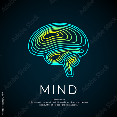 Vector logo brain color silhouette