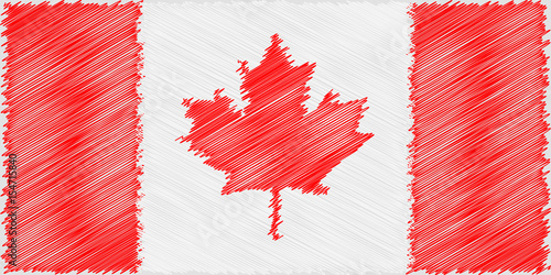 Flag Canadian pencil drawing vector illustration. Vector flag. Using for decoration works. Flag of Canada.