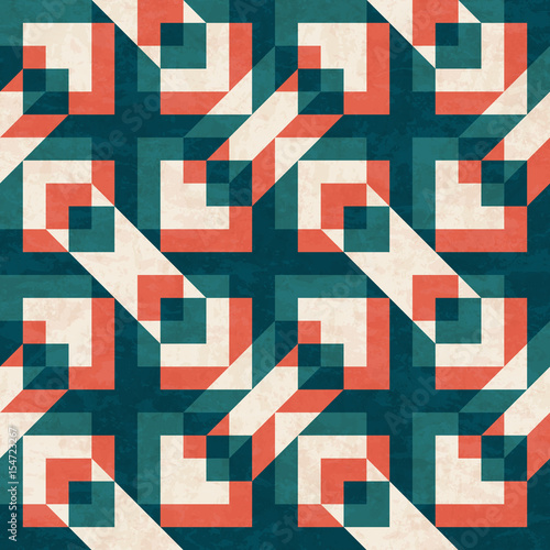 Abstract geometric seamless pattern in mid-century modern colors, illustration with vector texture