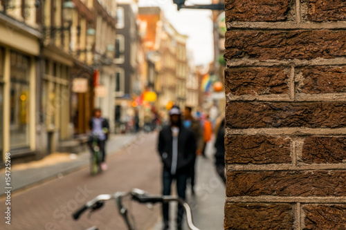 Peeking around the corner in Amsterdam