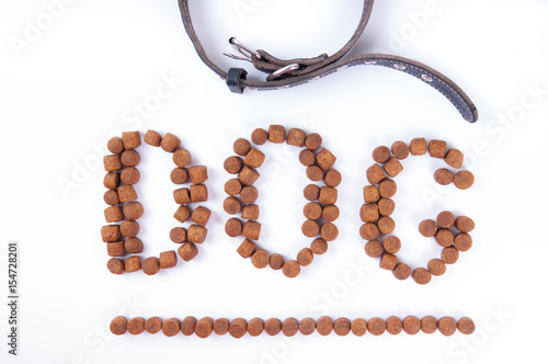 Принти на полотні Laid out dog word on white background