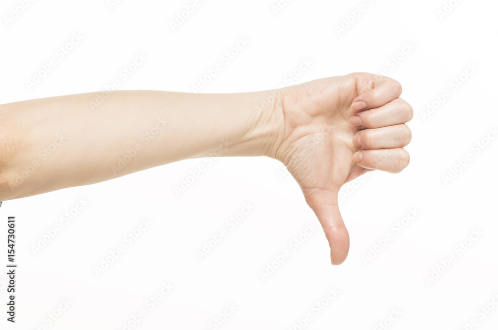 The thumb is lowered down The thumb is lowered down
