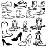 Set of the shoes icons. Design elements for logo, label, emblem, sign, badge. Vector illustration