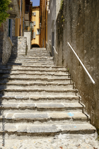 steep stair in narrow alley at Varenna, Italy