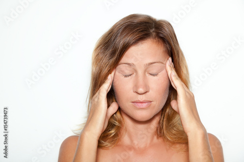 Wallpaper Mural Woman with a headache on white background Torontodigital.ca