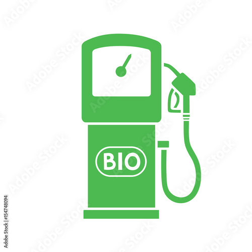Green bio fuel station pump icon isolated. 