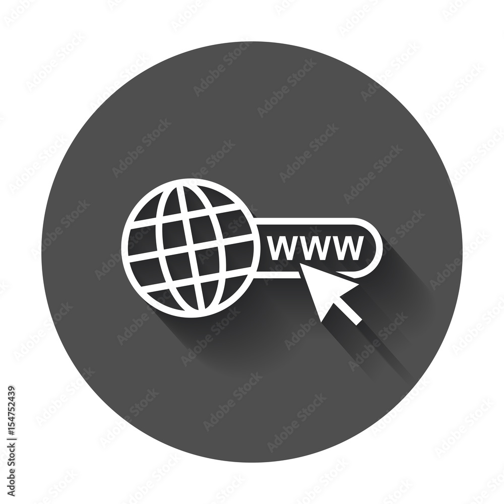 Go to web icon. Internet flat vector illustration for website with long shadow. Go to web icon. Internet flat vector illustration for website with long shadow.