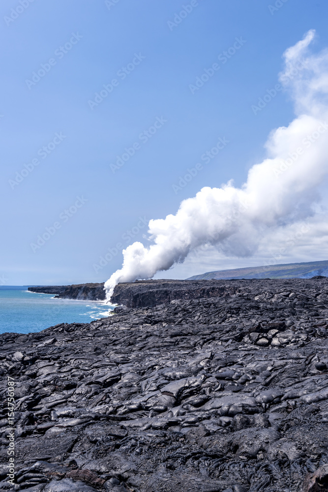 Rising volcanic steam