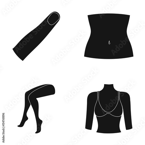 Finger, female feet, female, bust. Part of the body set collection icons in black style vector symbol stock illustration web.