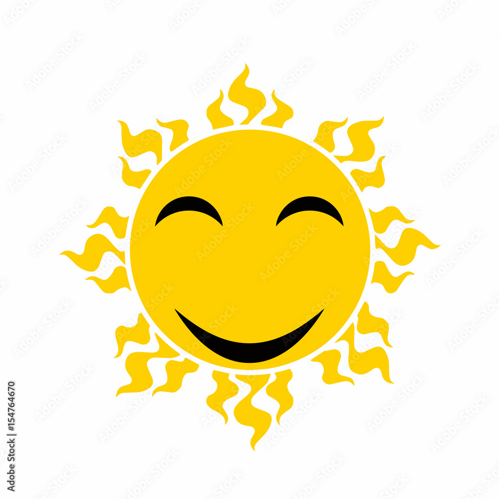 yellow smiling sun vector - cartoon vector